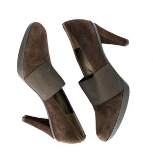 Stuart Weitzman | Brown Suede Elastic Heels
